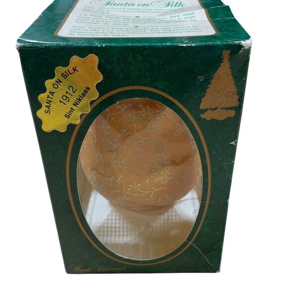 Santa On Silk Krebs Christmas Ornament 1912 Sint Niklaes Used Complete With Box - Picture 6 of 7